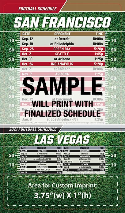 ReaMark Products: San Francisco & Las Vegas Full Magnet Football Schedule